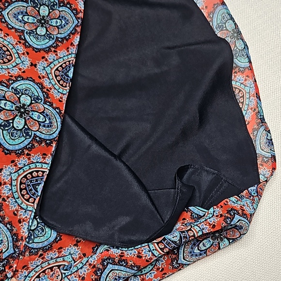 41 Hawthorn Sleeveless Paisley Blouse Red Navy Turquoise High Low Hem Size M - Picture 12 of 16